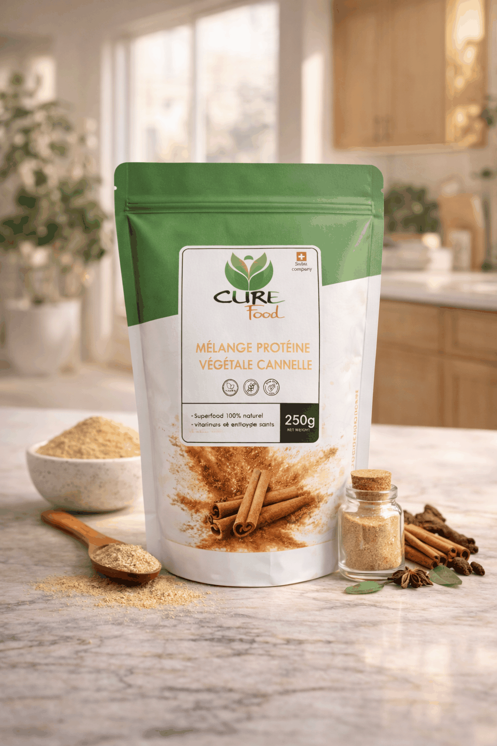 proteina en polvo Mezcla de proteínas vegetales con canela