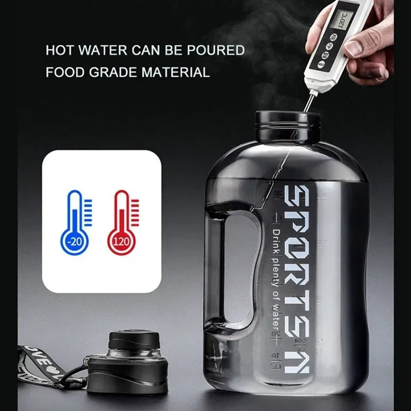 Botella de agua portátil de gran capacidad 1.7L/2.7L Botella de agua deportiva Copa de gimnasio y ciclismo Para fitness y camping Hombres Tetera de agua