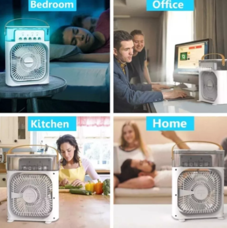 Ventilador Humidificador Portátil con Nebulización 4 en 1 | Frescor Instantáneo