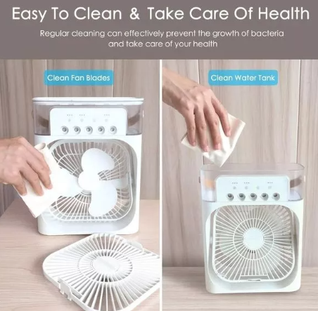 Ventilador Humidificador Portátil con Nebulización 4 en 1 | Frescor Instantáneo
