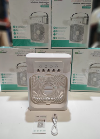 Ventilador Humidificador Portátil con Nebulización 4 en 1 | Frescor Instantáneo