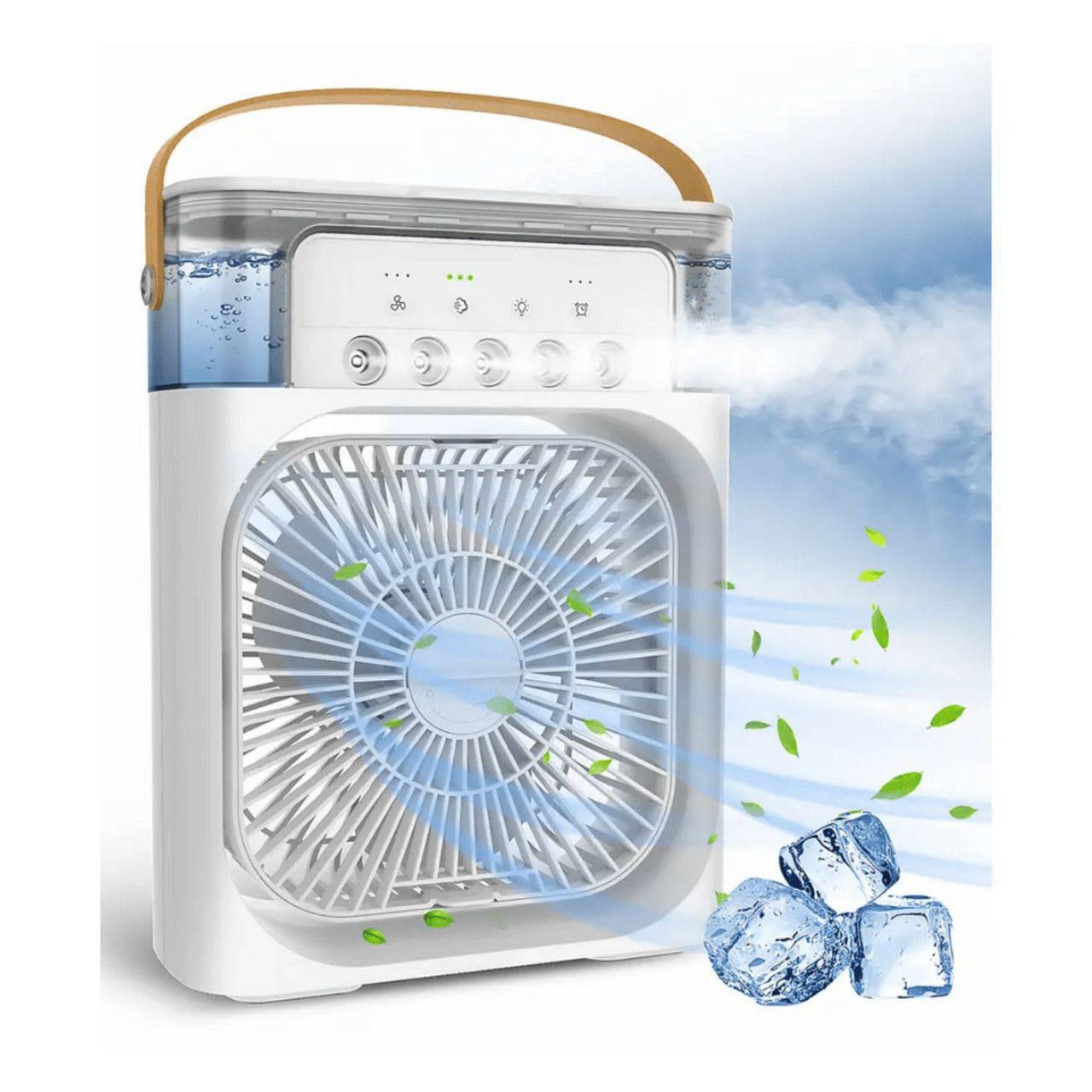 Ventilador Humidificador Portátil con Nebulización 4 en 1 | Frescor Instantáneo